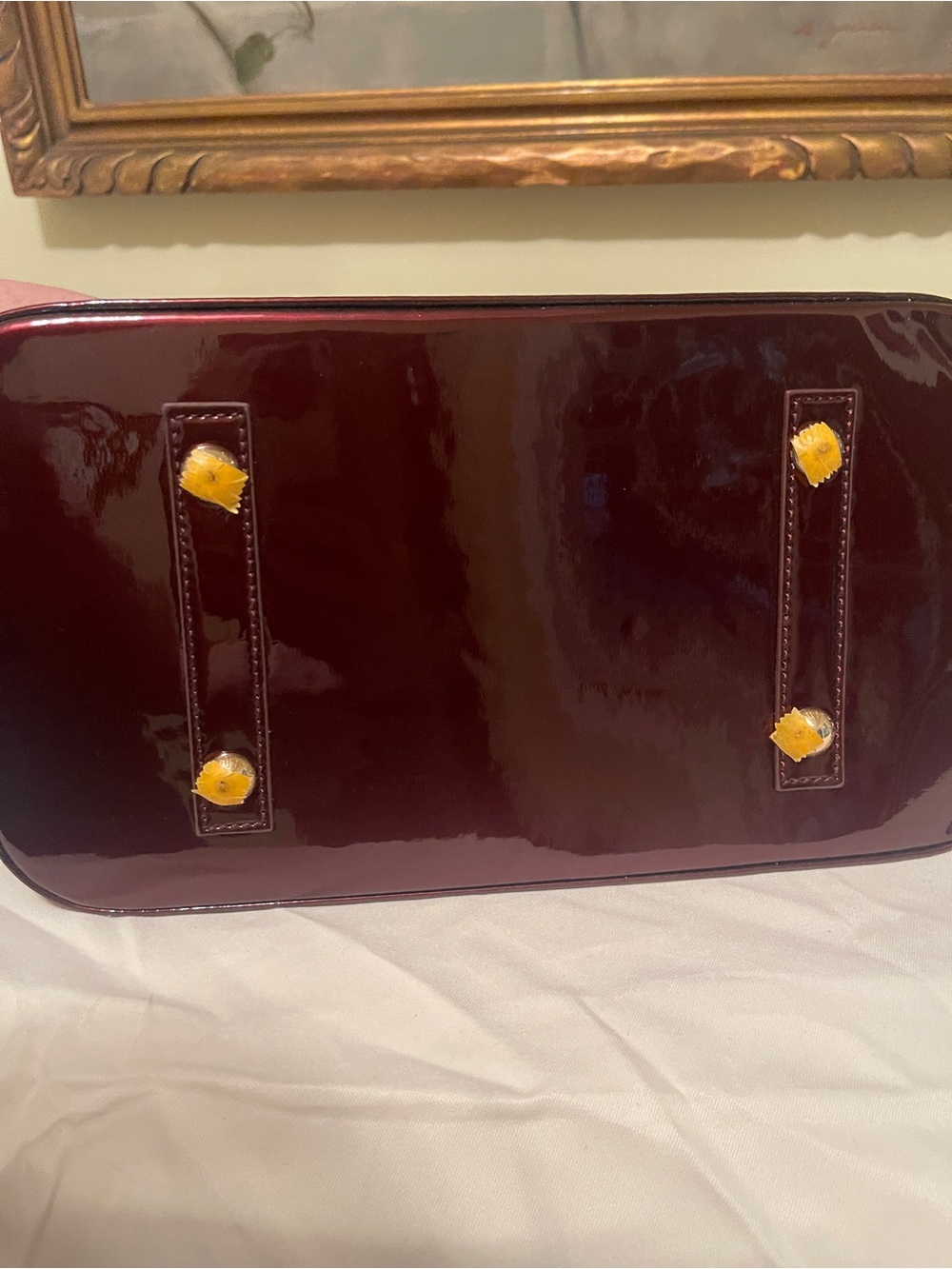 FAUX Louis Vuitton Alma BB Vernis Patent Satchel in Deep Red! - Picture 8 of 14